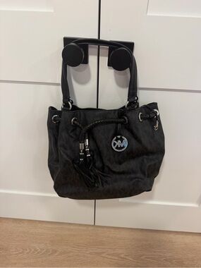 Michael Kors Black Logo Drawstring Shoulder Bag